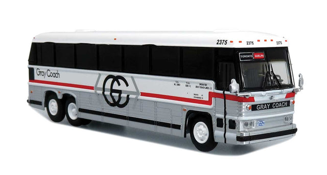 1985 MCI MC-9 Motorcoach Bus - Assembled -- Gray Coach (white, red, gray)-1
