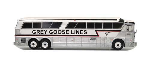 MCI MC-7 Challenger Motorcoach Bus - Assembled -- Grey Goose (silver, white, black, red)-2