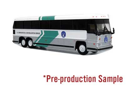MCI MC-12 Bus - Assembled -- U.S. Immigration & Naturalization Service (white, silver, green)-1