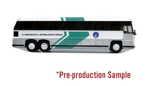 MCI MC-12 Bus - Assembled -- U.S. Immigration & Naturalization Service (white, silver, green)-2