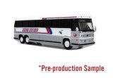 MCI MC-12 Bus - Assembled -- Grey Goose (silver, blue, red, white)-1