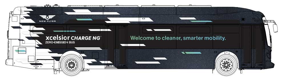 New Flyer Xcelsior XE40 Electric Bus - Assembled -- NFI Corporate Deminstrator (black, white)