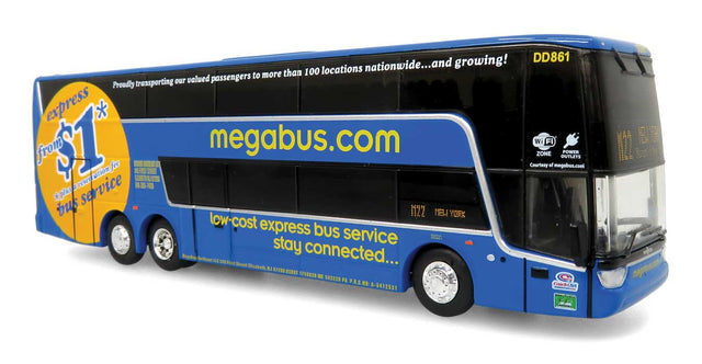 VanHool TDX Double-Deck Motorcoach Bus - Assembled -- Megabus (blue, yellow)