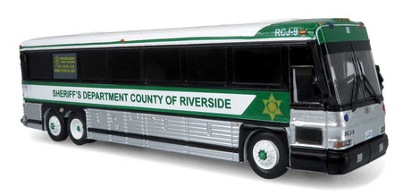 MCI D4000 Coach - Assembled -- Riverside County Sheriff (white, silver, green)