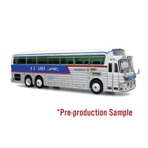1971 Eagle Model 05 Bus - Assembled -- KG Lines Greyhound/Trailways (white, blue, red)