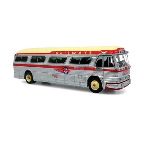 1958 GM PD4104 Coach Bus - Assembled -- Continental Trailways (silver, red, tan)