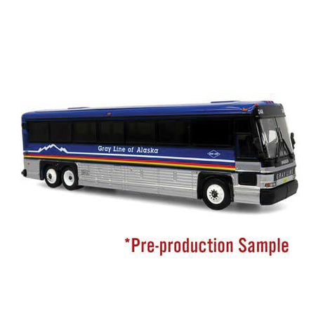 MCI D4000 Coach - Assembled -- Gray Line Alaska (blue, white, red, yellow, black)