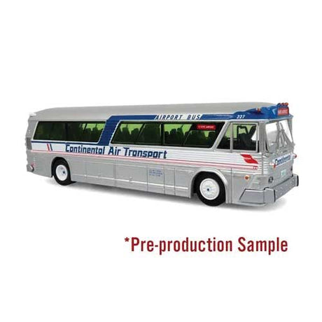 1964 MCI MC-5A Coach Bus - Assembled -- Continental Air Transport O'Hare Airport (silver, white, red, blue)
