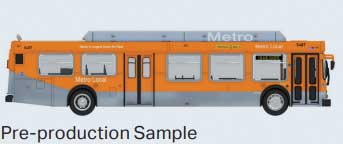 New Flyer C40LF Transit Bus - Assembled -- METRO Los Angeles (orange, gray)