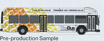 Gillig BEB Transit Bus - Assembled -- The Bus Honolulu (white, orange, yellow)