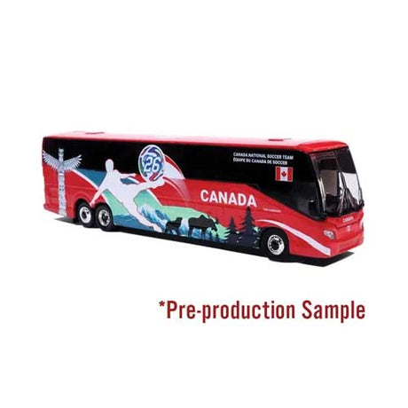 2022 Prevost H3-45 Coach - Assembled -- World Cup Canada Soccer Team (red, white, green, black)-1