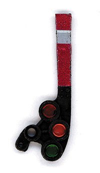 Signal Head Only - Upper Quadrant Semaphore -- Square Blade 3-Color with Front Painted Red with White Stripe