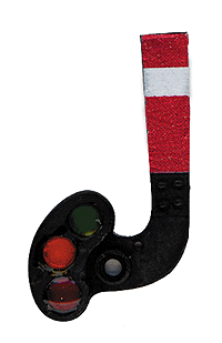 Signal Head Only - Train Order Signals -- Upper Quadrant (red-yellow-green) w/Front Painted Red w/White Stripe