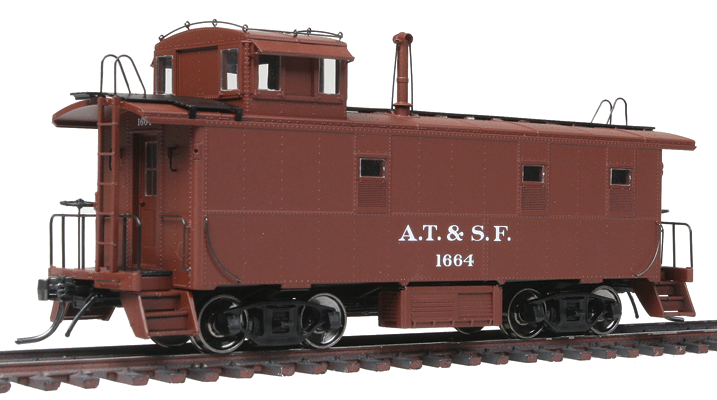 ATSF Early Steel Caboose - Ready to Run -- Atchison, Topeka & Santa Fe (Class 1650-1749; As-Delivered, Boxcar Red)