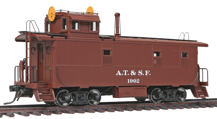 ATSF Early Steel Caboose - Ready to Run -- Atchison, Topeka & Santa Fe (Class 1875-1978 w/Wig-Wag, Boxcar Red)