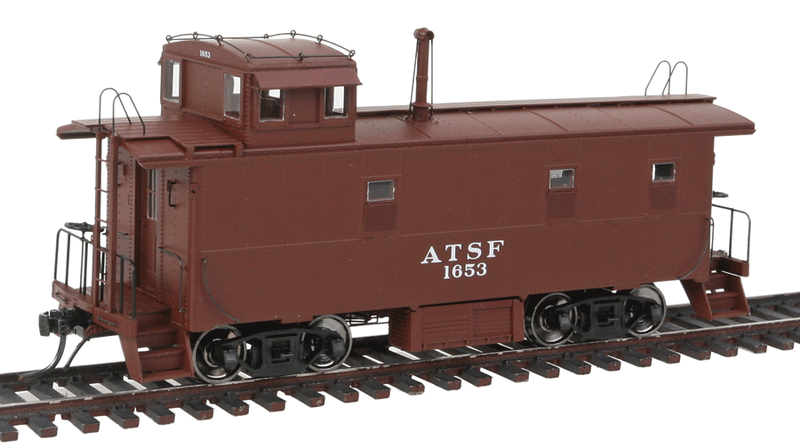ATSF Early Steel Caboose - Ready to Run -- Atchison, Topeka & Santa Fe (Boxcar Red, Roadnumber on Cupola)