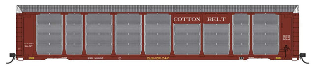 Tri-Level Enclosed Auto Rack - Ready to Run -- Cotton Belt SSW #80534 (Boxcar Red, white, yellow)