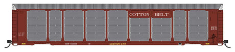 Tri-Level Enclosed Auto Rack - Ready to Run -- Cotton Belt SSW #80710 (Boxcar Red, white, yellow)