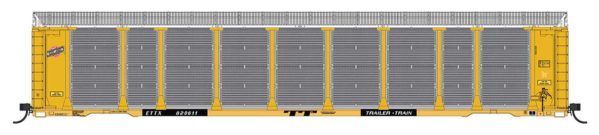 Tri-Level Enclosed Auto Rack - Ready to Run -- Chicago & North Western ETTX #701402 (yellow, black, red, silver)