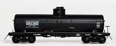 ACF Type 27 Riveted 8000-Gallon Tank Car - High Rail - Assembled -- Shippers Car Line Corp. (black, white lettering)
