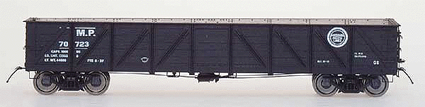 USRA Composite Drop Bottom Gondola - Assembled, Scale -- Missouri Pacific (black w/white lettering) w/Laser-Cut Wood Floor & Sides