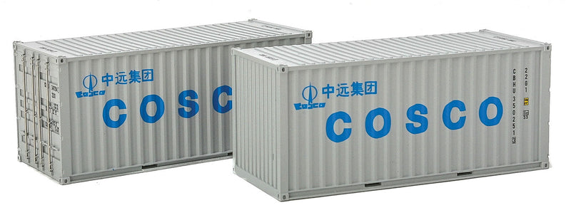 20' Corrugated Container w/Corrugated Doors - Ready to Run -- Cosco CBHU (gray, blue)