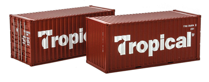 20' Corrugated Container w/Corrugated Doors - Ready to Run -- Tropical TTRU (brown, white)