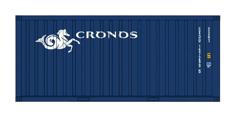 20' Corrugated Container w/Corrugated Doors - Assembled -- Cronos (blue, white)