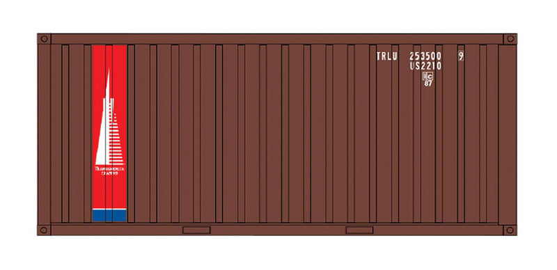 20' Corrugated Container w/Corrugated Doors - Assembled -- Transamerica Leasing (brown, red, blue, white)