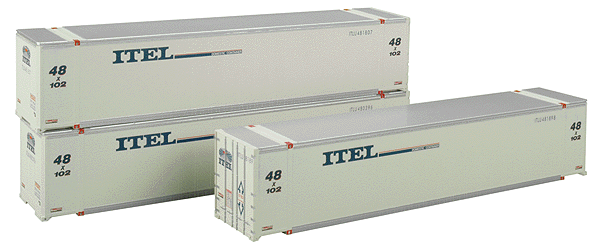 48' Smooth Side Container 2-Pack - Ready to Run - A-Line -- Itel Leasing (white, blue)-1