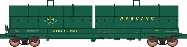 Evans 100-Ton Coil Car with Angled Hoods - Ready to Run -- Reading (green, yellow)