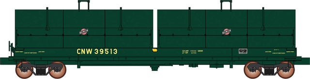 Evans 100-Ton Coil Car with Angled Hoods - Ready to Run -- Chicago & North Western (green, small logo)