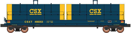 Evans 100-Ton Coil Car with Angled Hoods - Ready to Run -- CSX (blue, yellow)