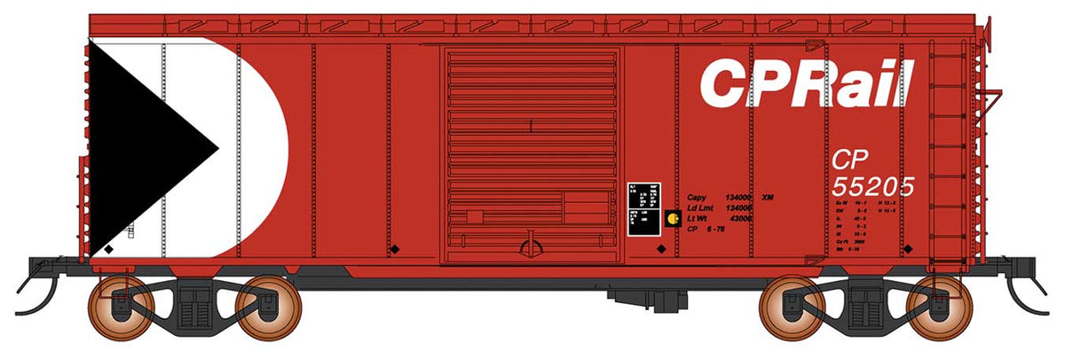 1937 AAR 10'6" Boxcar, 4-3-1 Improved Dreadnaught Ends, 6' Door - Ready to -- Canadian Pacific (Action Red, white, black, Multimark Logo)