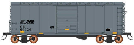 1938 AAR 10'6" Boxcar, 4-3-1 Improved Dreadnaught Ends - Ready to Run -- Norfolk Southern (MOW Scheme, gray, black, yellow conspicuity marks)