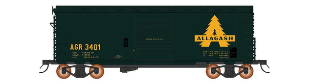1938 AAR 10'6" Boxcar, 4-3-1 Improved Dreadnaught Ends - Ready to Run -- Allagash (Fictional Scheme, green, yellow)