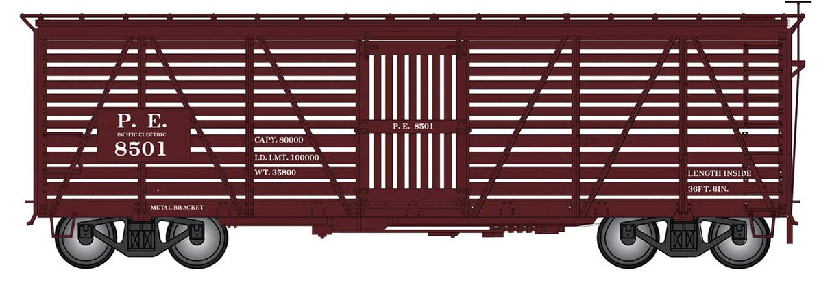 Harriman 40' Stock Car - Ready to Run -- Pacific Electric (Boxcar Red)