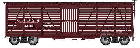 Harriman 40' Stock Car - Ready to Run -- Galveston, Harrisonburg & San Antonio GH&SA (Boxcar Red)