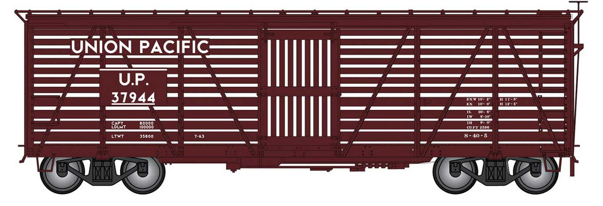 Harriman 40' Stock Car - Ready to Run -- Union Pacific (Boxcar Red)