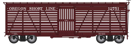 Harriman 40' Stock Car - Ready to Run -- Oregon Short Line (Boxcar Red, white)