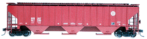 4750 Cubic Foot 3-Bay 18 Rib Covered Hopper -- Burlington Northern Santa Fe (Mineral Red, white lettering)
