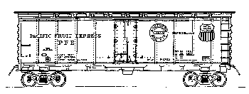 R-40-23 Reefer Car -- PFE - Black & White (Reefer Orange, Boxcar Red roof & ends)
