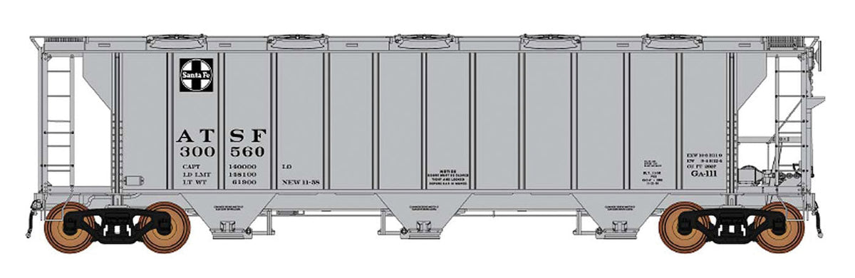 ACF 2927 Cu. Ft. Covered Hopper - Ready to Run -- Santa Fe (gray, black Square Logo)