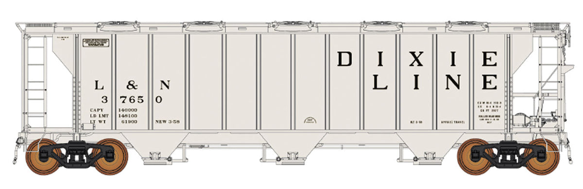 ACF 2927 Cu. Ft. Covered Hopper - Ready to Run -- Louisville & Nashville (gray, Dixie Line Billboard Lettering)