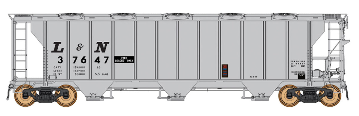 ACF 2927 Cu. Ft. Covered Hopper - Ready to Run -- Louisville & Nashville (Repaint, gray, large L&N Reporting Marks)