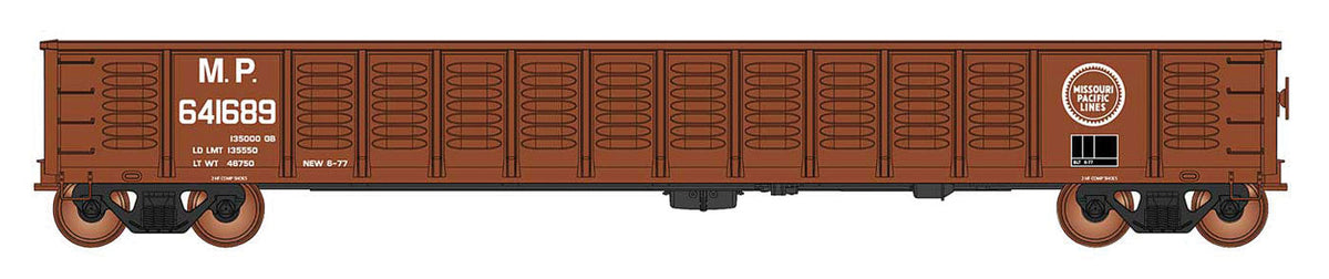 52'6" Corrugated-Side Gondola - Ready to Run - Value Line -- Missouri Pacific (Boxcar Red, Buzz Saw Logo)