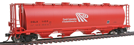 59' 4-Bay Cylindrical Covered Hopper w/Round Hatches - Ready to Run -- Potash (2-Line Logo)