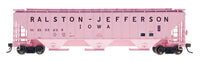 PS2CD 4750 Cubic Foot 3-Bay Covered Hopper - Ready to Run -- Ralston Jefferson NAHX (pink w/black Lettering)