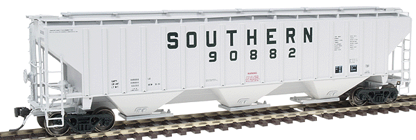 PS2CD 4750 Cubic Foot 3-Bay Covered Hopper - Ready to Run -- Southern (gray w/Southern Lettering in green)