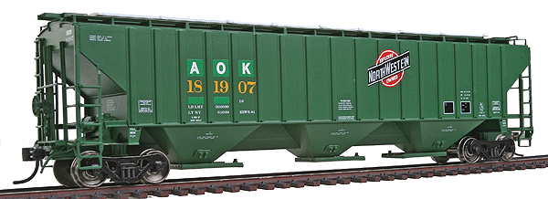PS2CD 4750 Cubic Foot 3-Bay Covered Hopper - Ready to Run -- Arkansas-Oklahoma Railroad (Restenciled Ex-CNW, green)